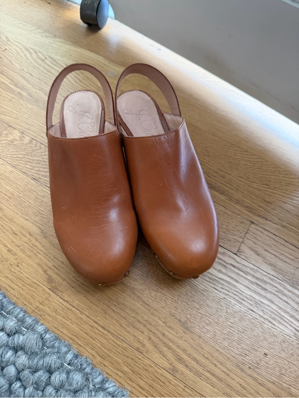 J Crew 8.5 Women’s Brown Leather Clogs